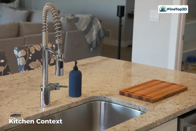 The cover in a kitchen setting