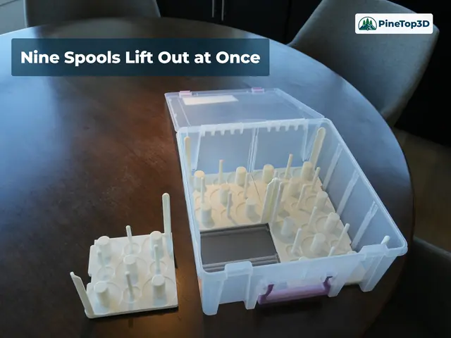 Nine spools lifted out at once by the handle