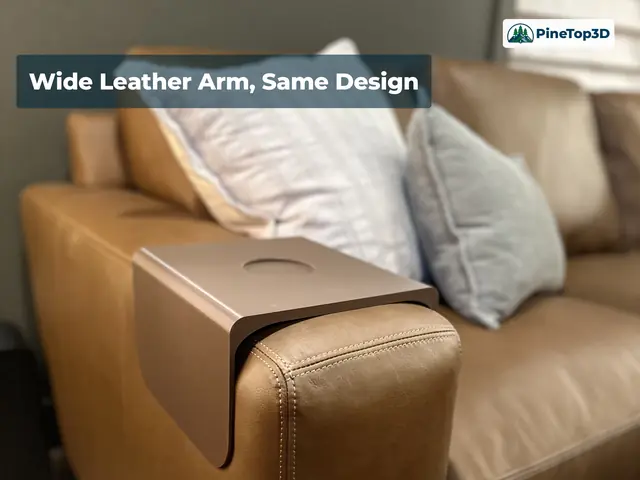 Cocoa Brown tray on a wide leather arm